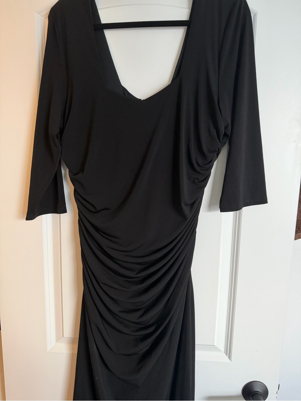 Kiyonna Black Ruched V-Neck Women’s Dress